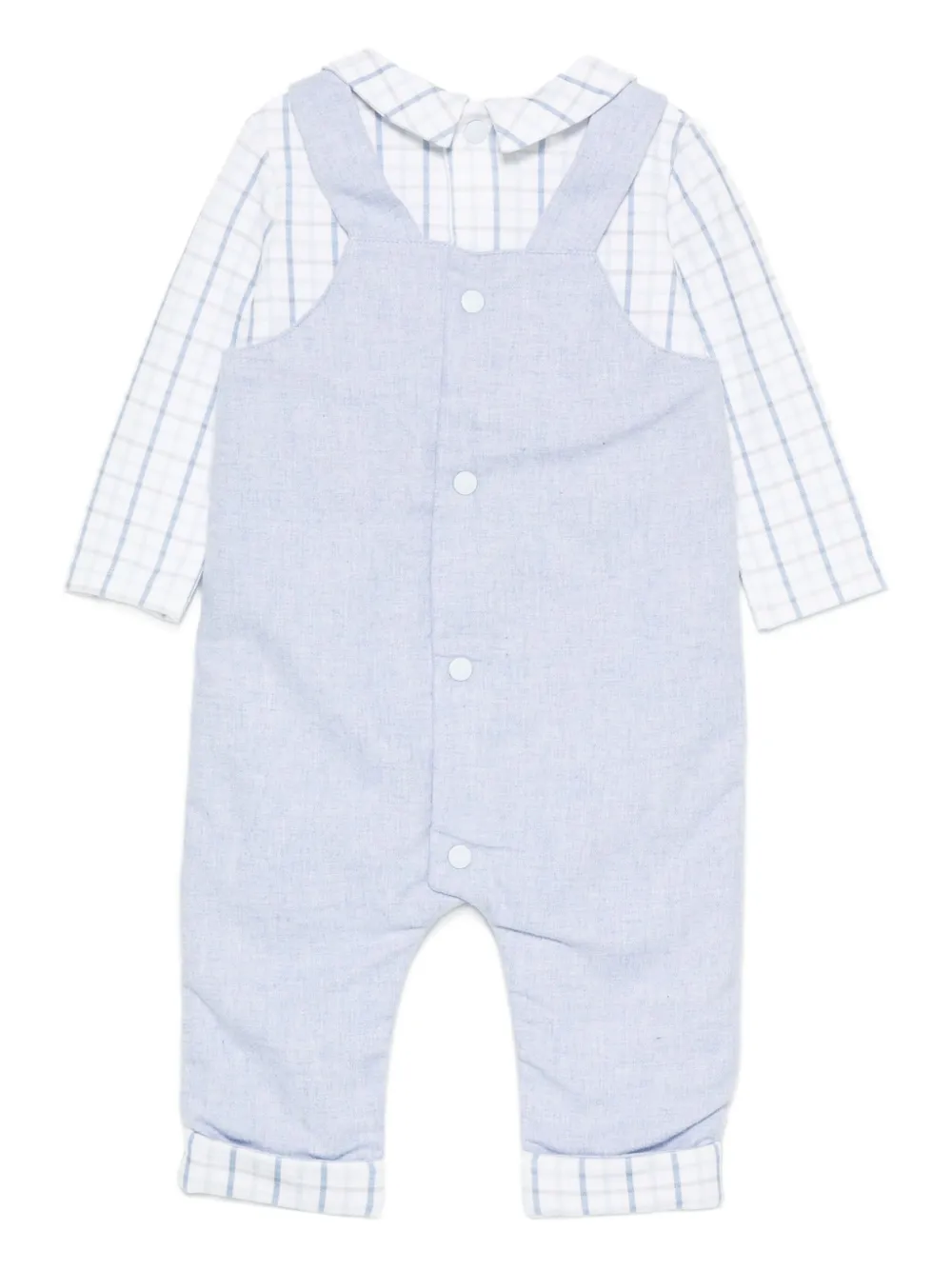 Patachou Checked-shirt Rompers In Blue