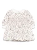 Patachou peter-pan collar smocked dress - White