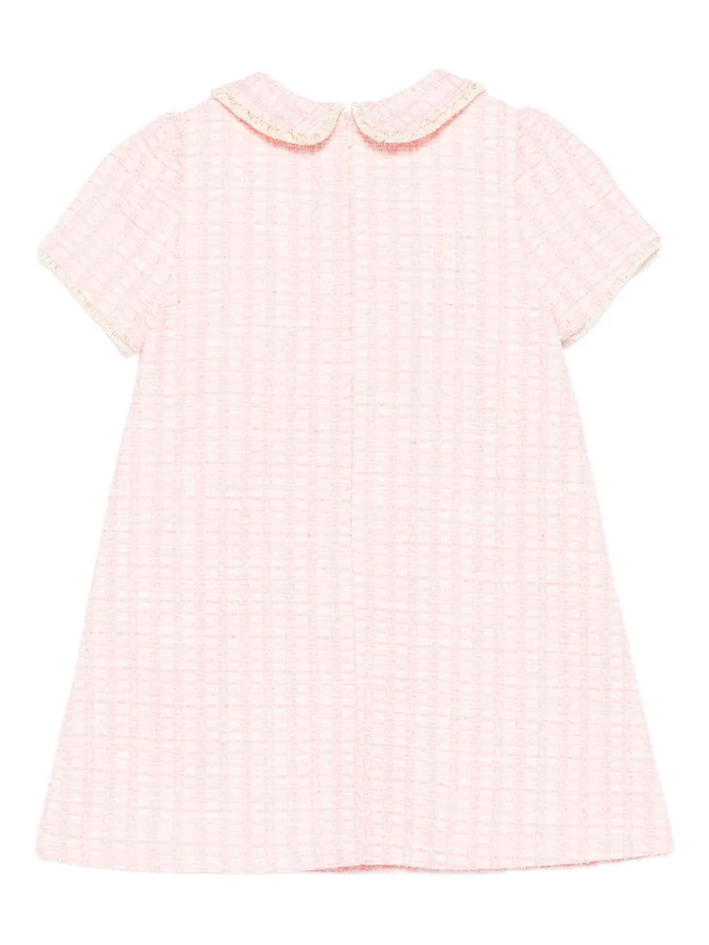 Patachou Tweed Peter-pan Collar Casual Dress In Pink