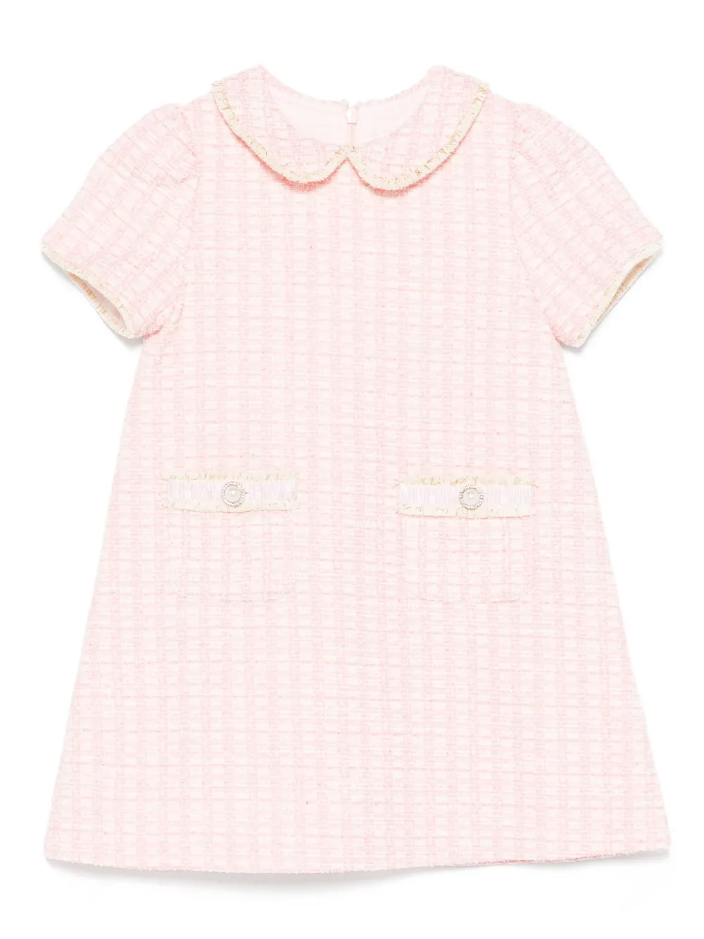 Patachou Tweed Peter-pan Collar Casual Dress In Pink