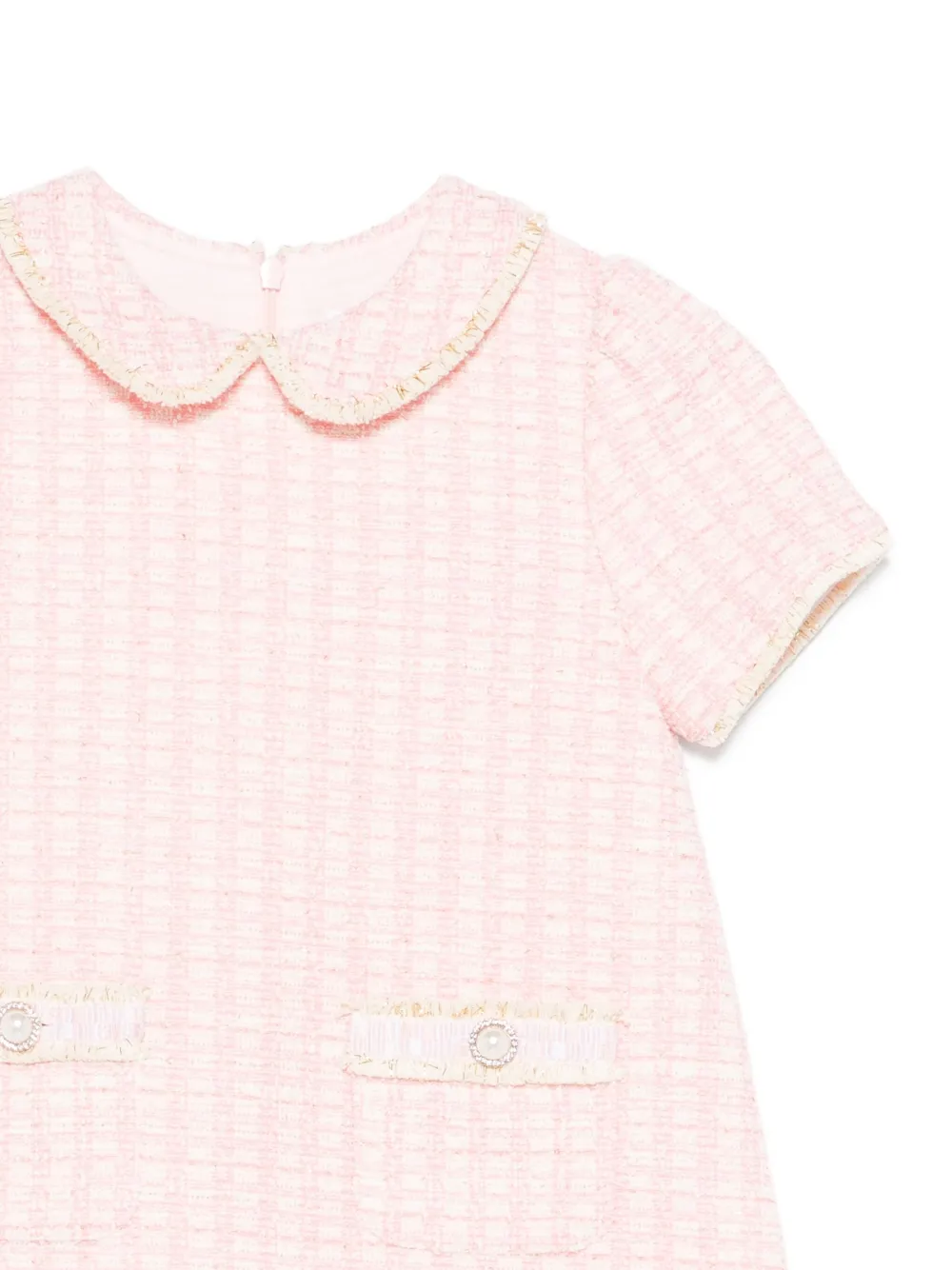 Patachou Tweed Peter-pan Collar Casual Dress In Pink