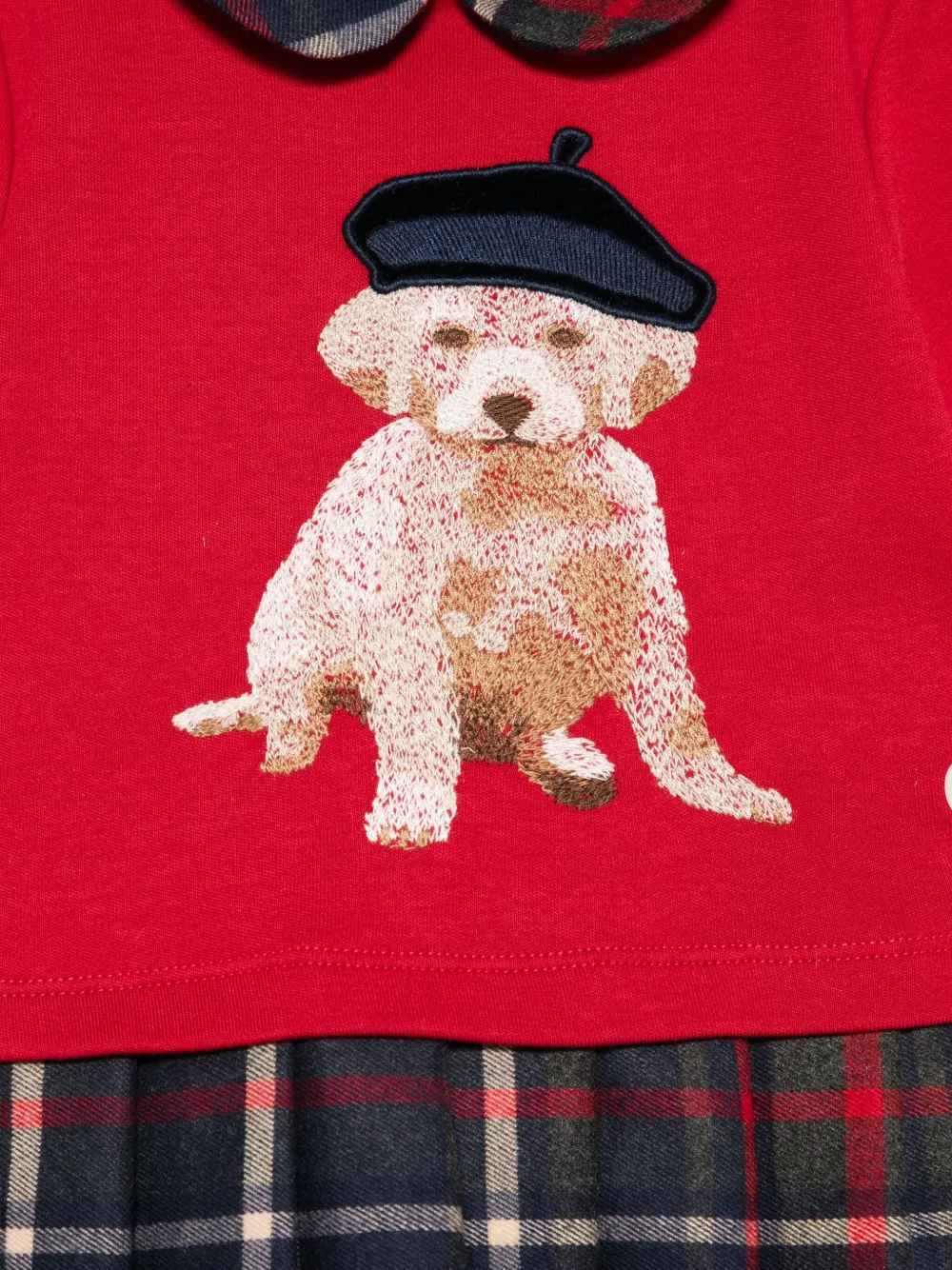 Patachou Embroiderd-dog Dress In Red