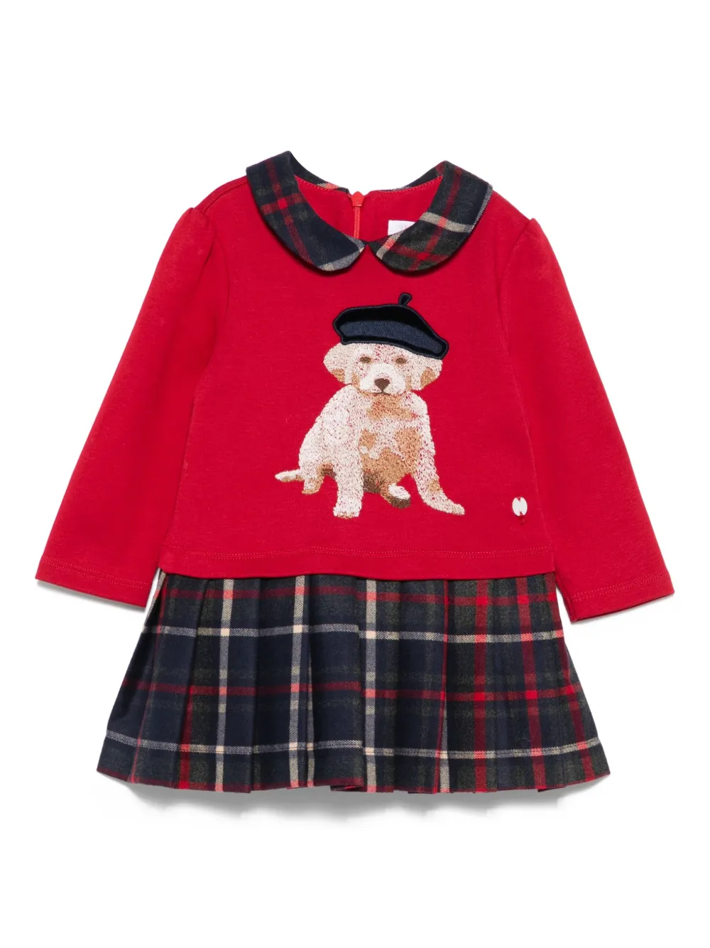 Patachou Embroiderd-dog Dress In Red