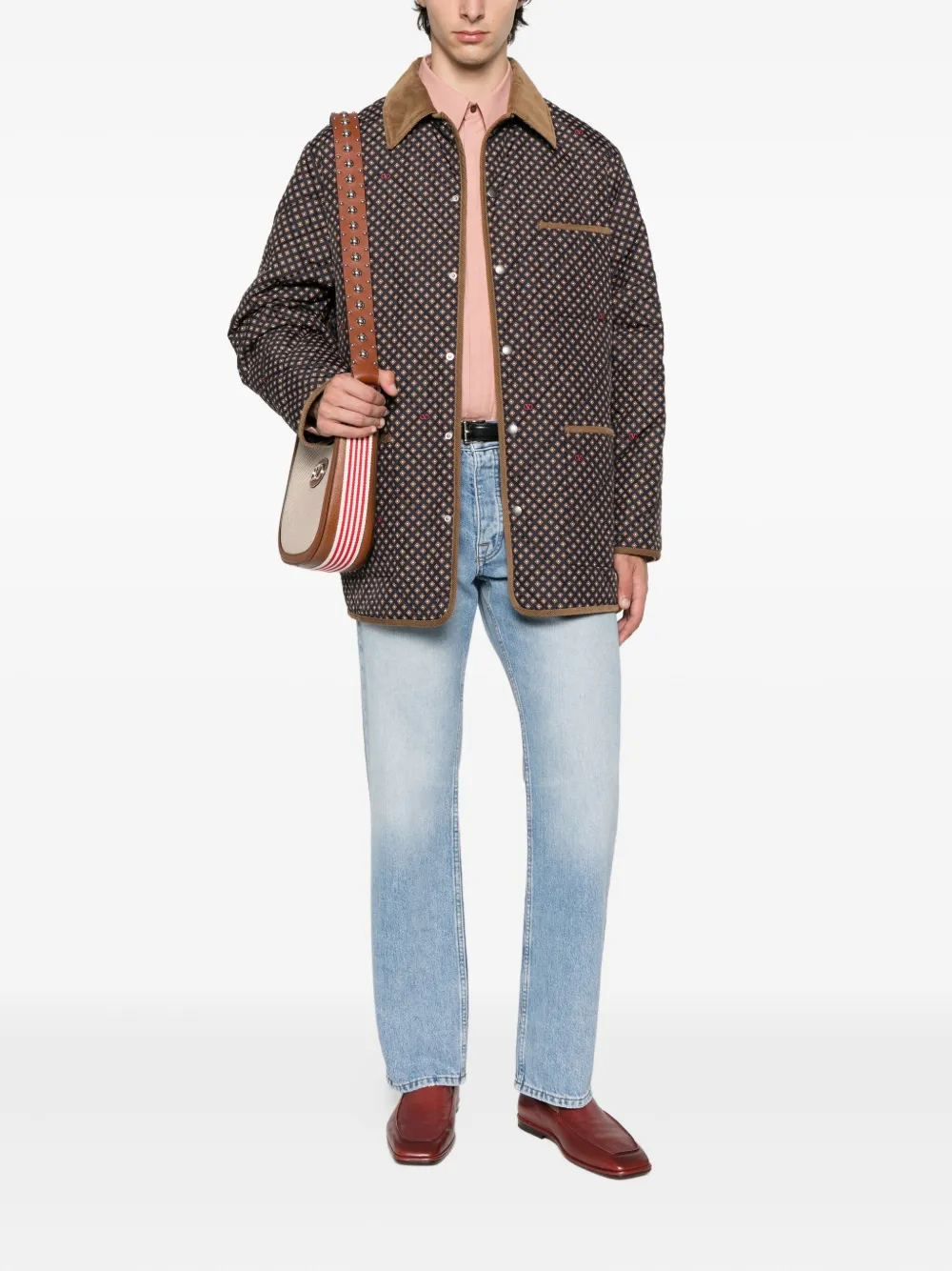 Valentino Garavani corduroy-collar overshirt Blauw