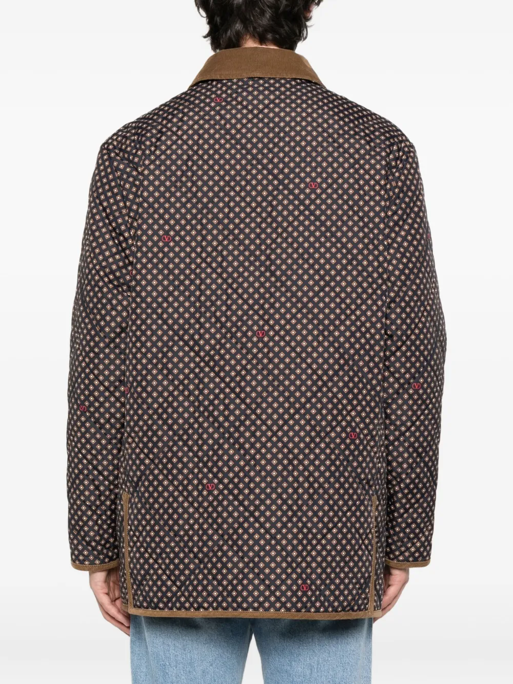 Valentino Garavani corduroy-collar overshirt Blauw