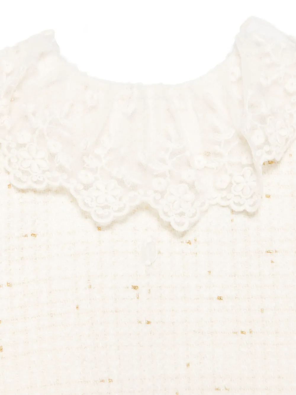 Patachou Lace-collar Tweed Dress In White