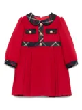 Patachou pleated plaid-trimmed dress - Red