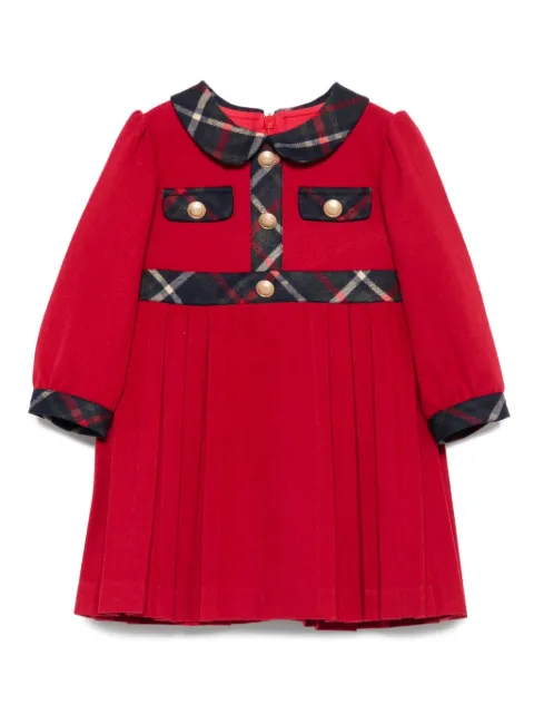 Patachou pleated plaid-trimmed dress
