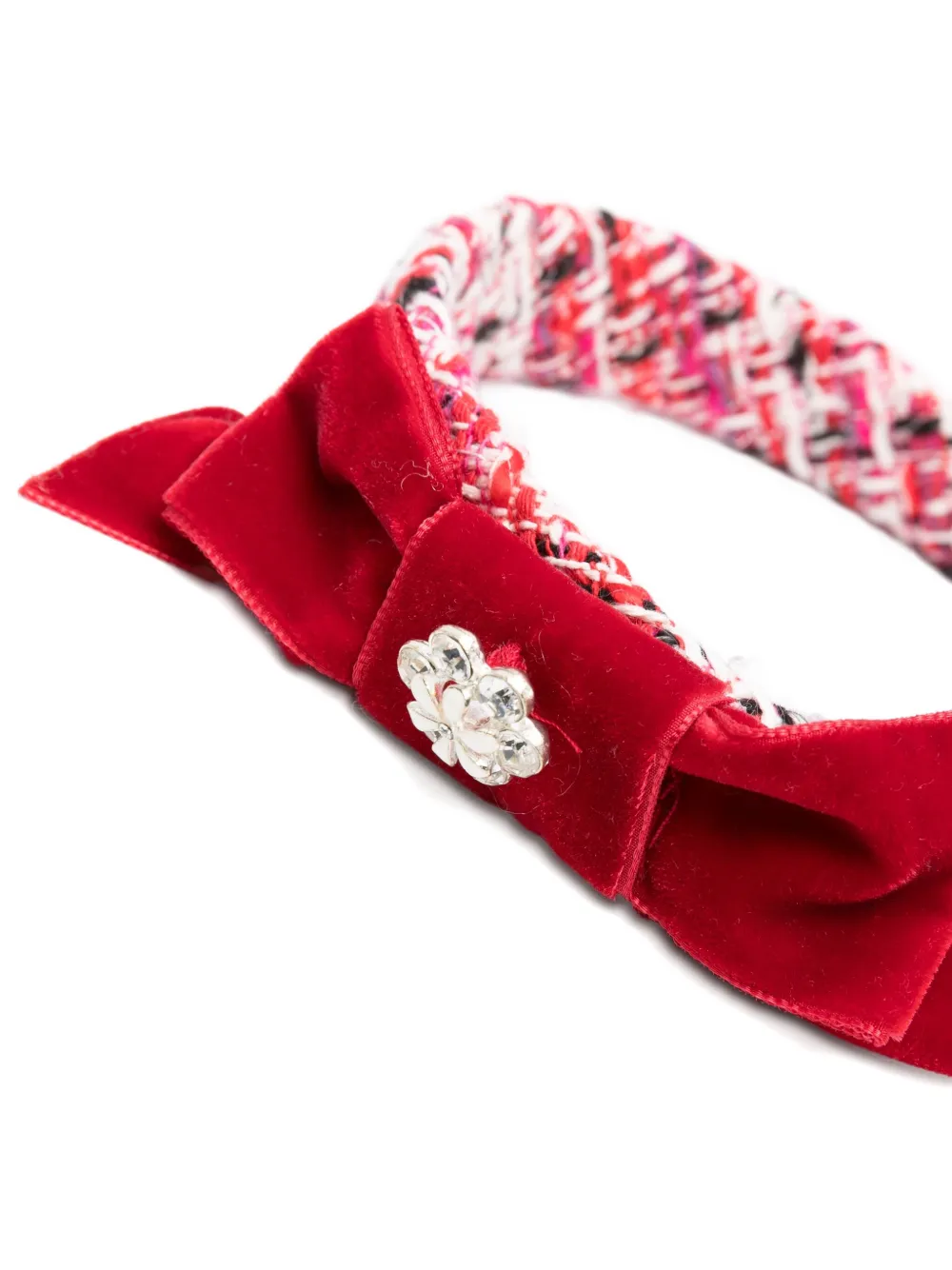 Patachou Tweed haarband met fluwelen strik - Rood