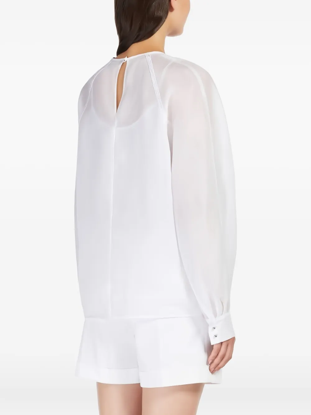 Max Mara long-sleeved sheer blouse Wit