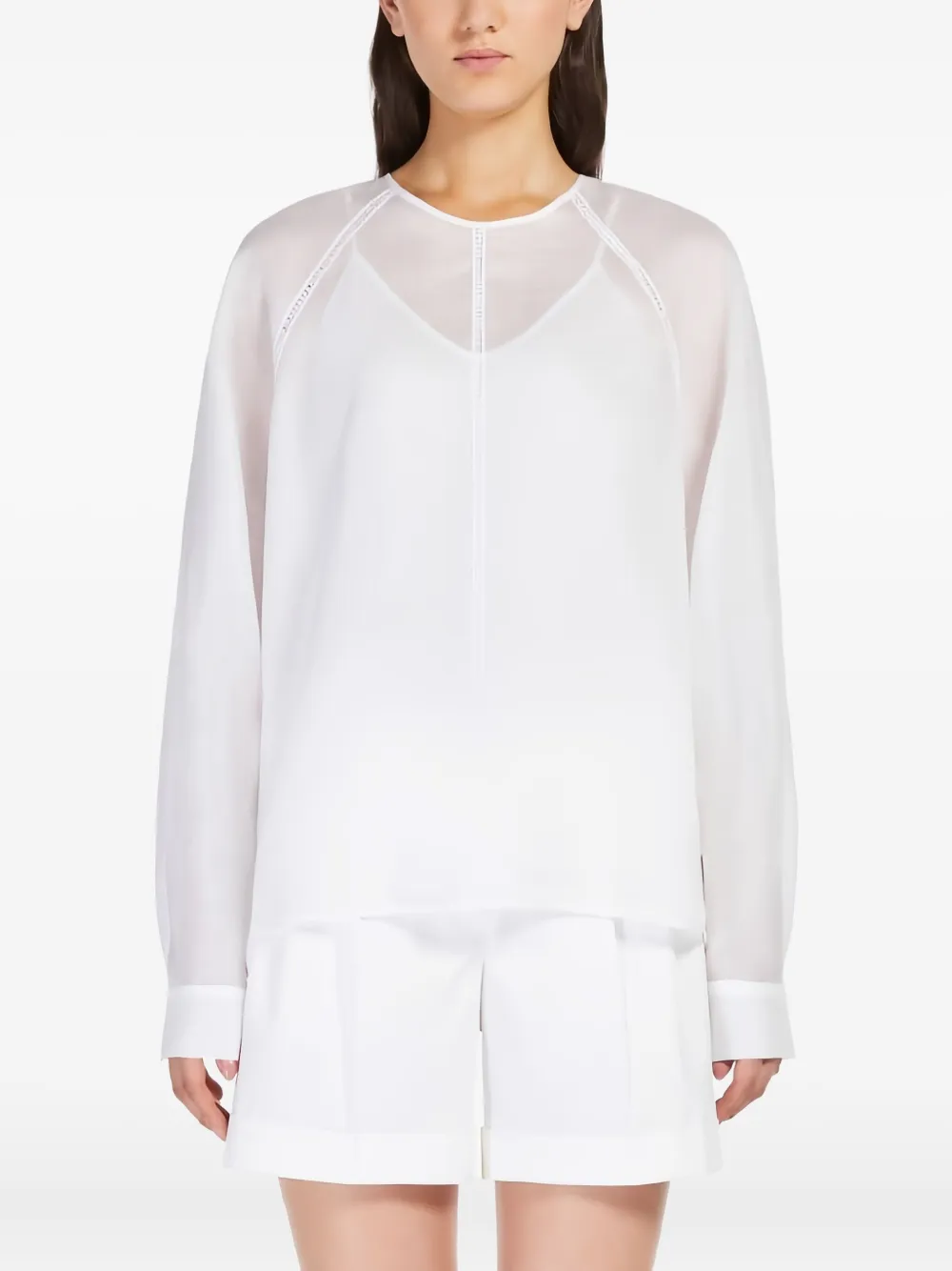 Max Mara long-sleeved sheer blouse Wit