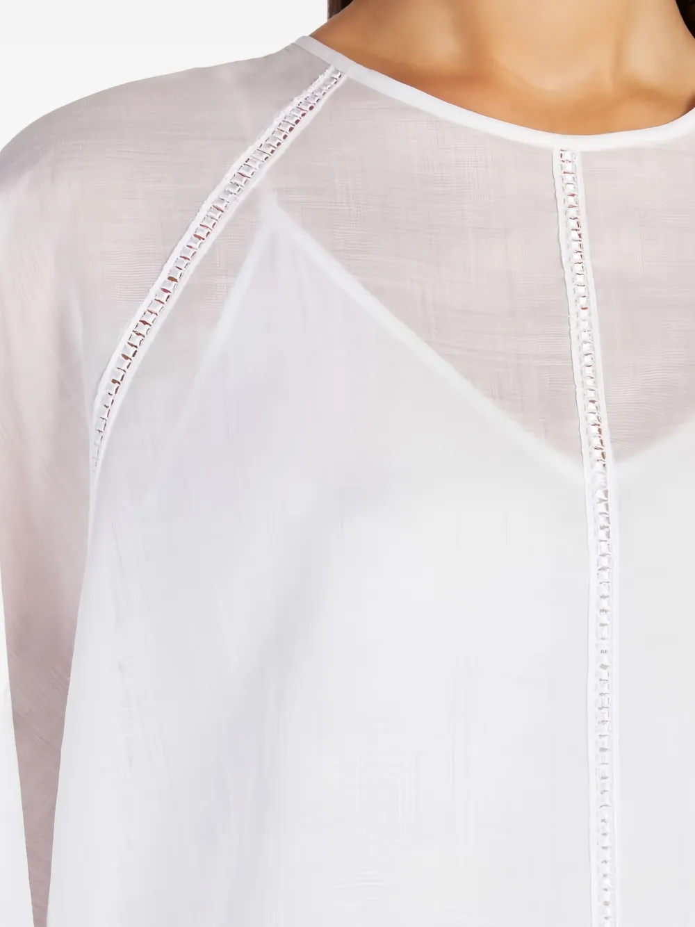 Max Mara long-sleeved sheer blouse Wit