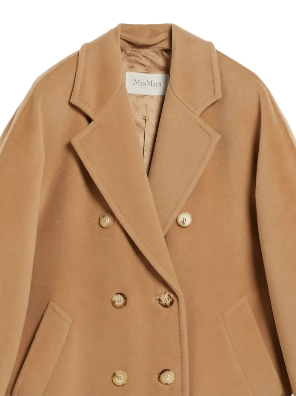 Max Mara 101801 wollen jas met dubbele rij knopen Bruin