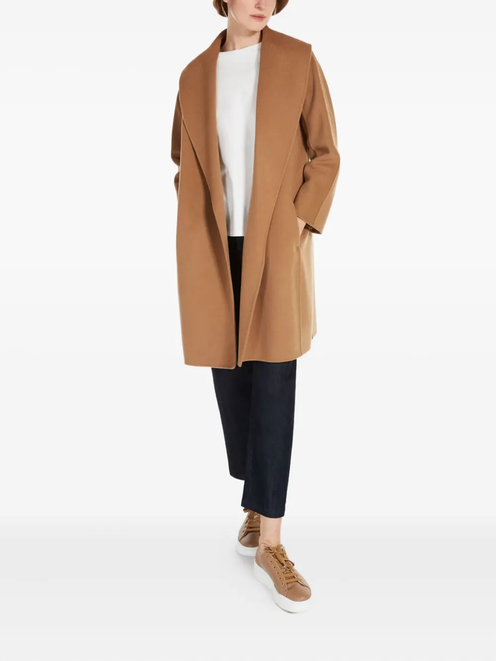 'S Max Mara belted shawl-collar wool coat Bruin