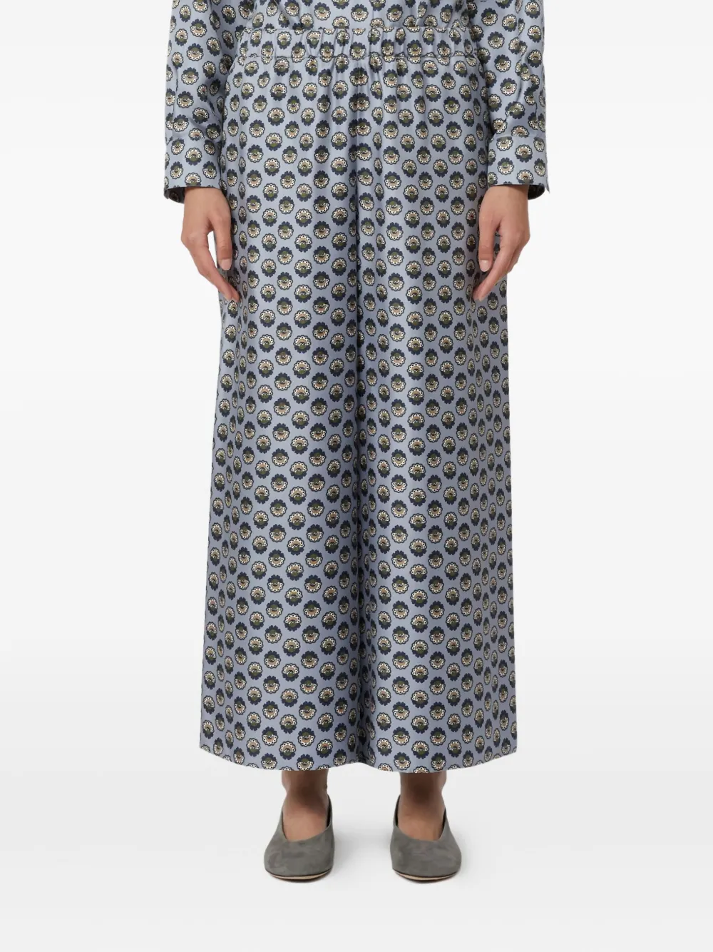 Weekend Max Mara Zijden broek met wijde pijpen Blauw