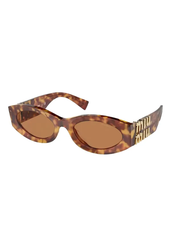 Miu Miu Eyewear オーバルフレーム サングラス | ブラウン | FARFETCH JP