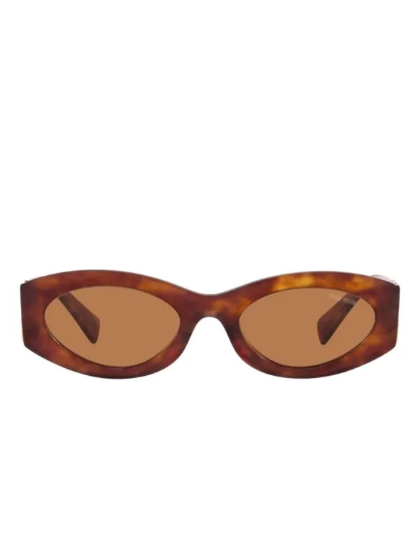 Miu Miu ブラウンオーバルサングラス Miu Miu Eyewear オーバルフレーム サングラス | ブラウン | FARFETCH JP