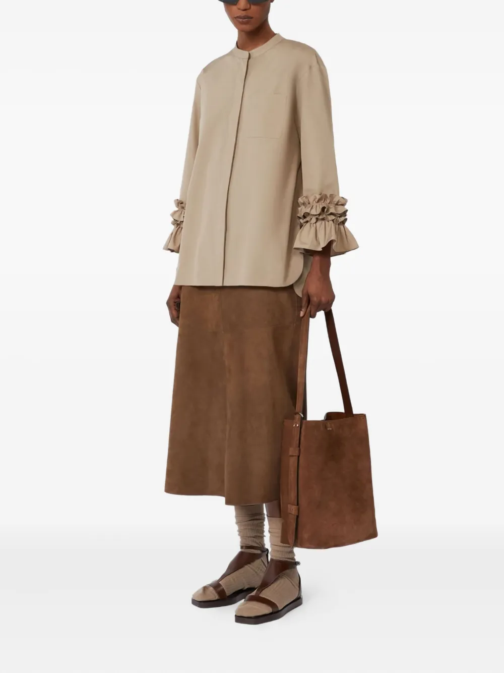 'S Max Mara Blouse met ruchemouwen Beige