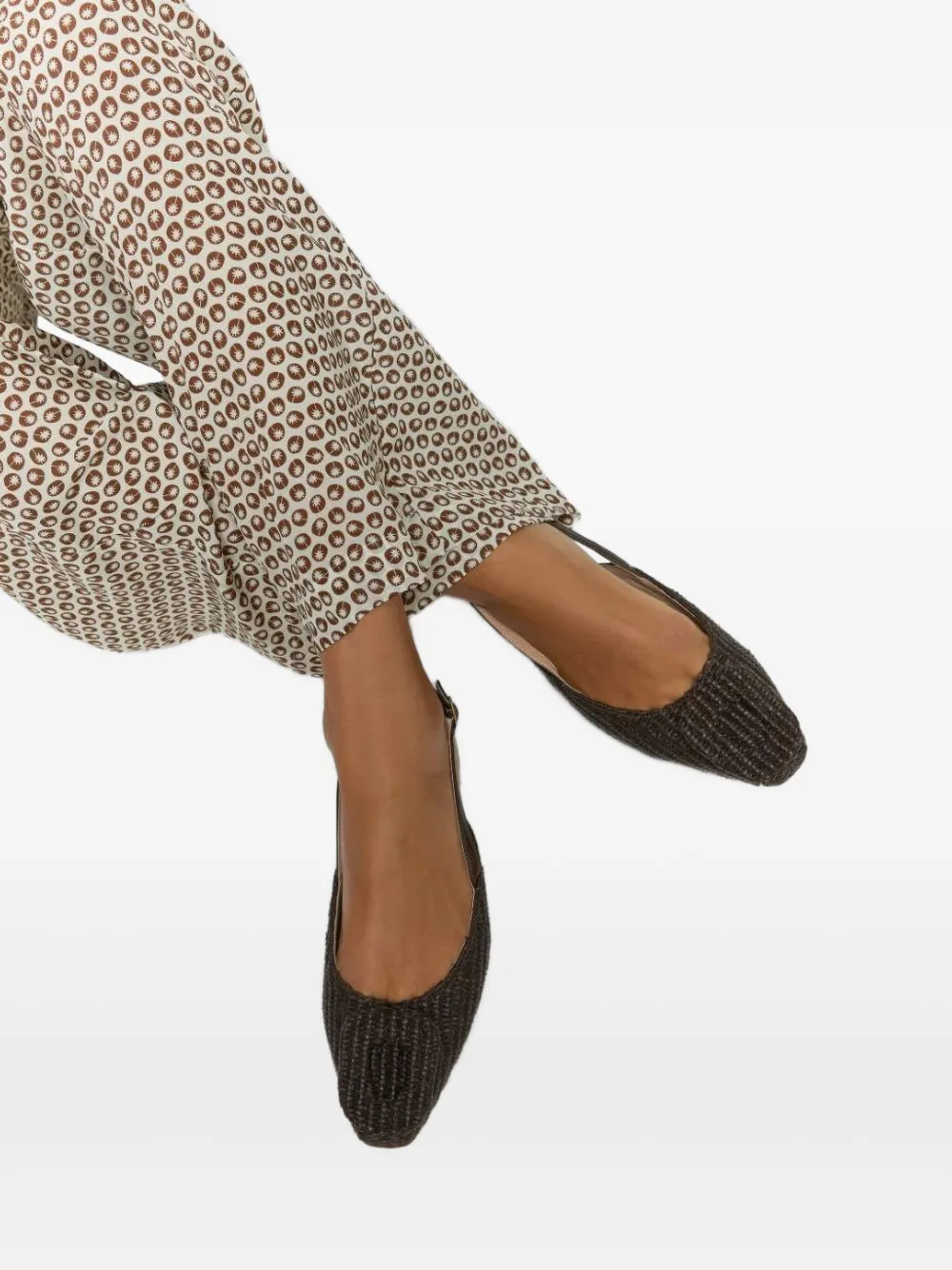 I BLUES braided slingback flat mules Brown