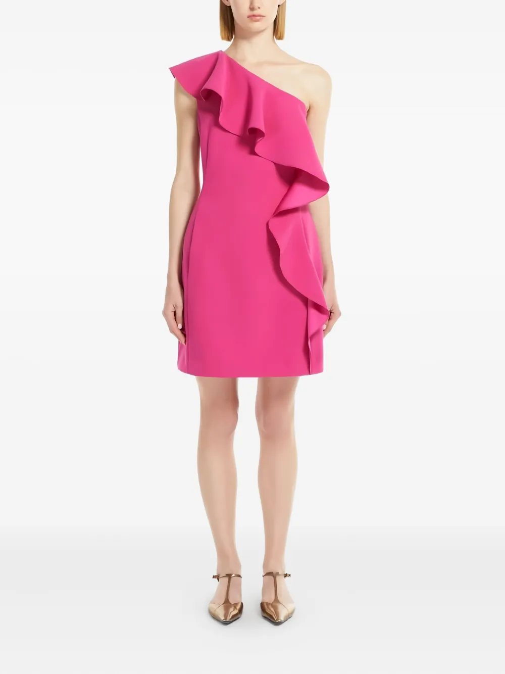 one-shoulder ruffled dress