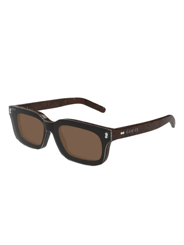 GUCCI スクエアサングラス ブラウン Gucci Eyewear スクエアフレーム サングラス | ブラウン