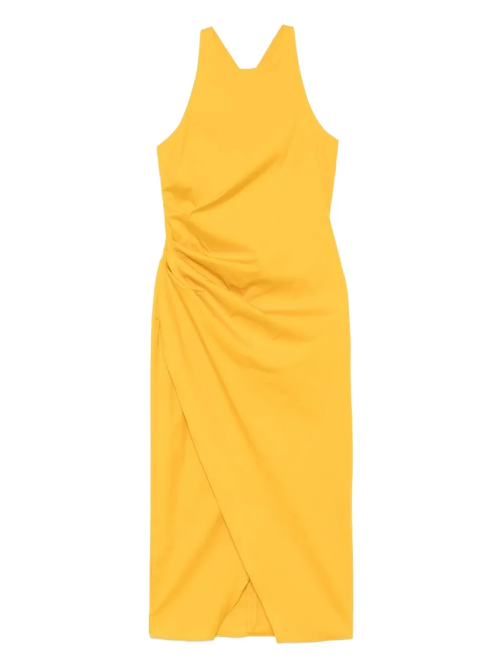 Marella Envers satin midi dress Geel