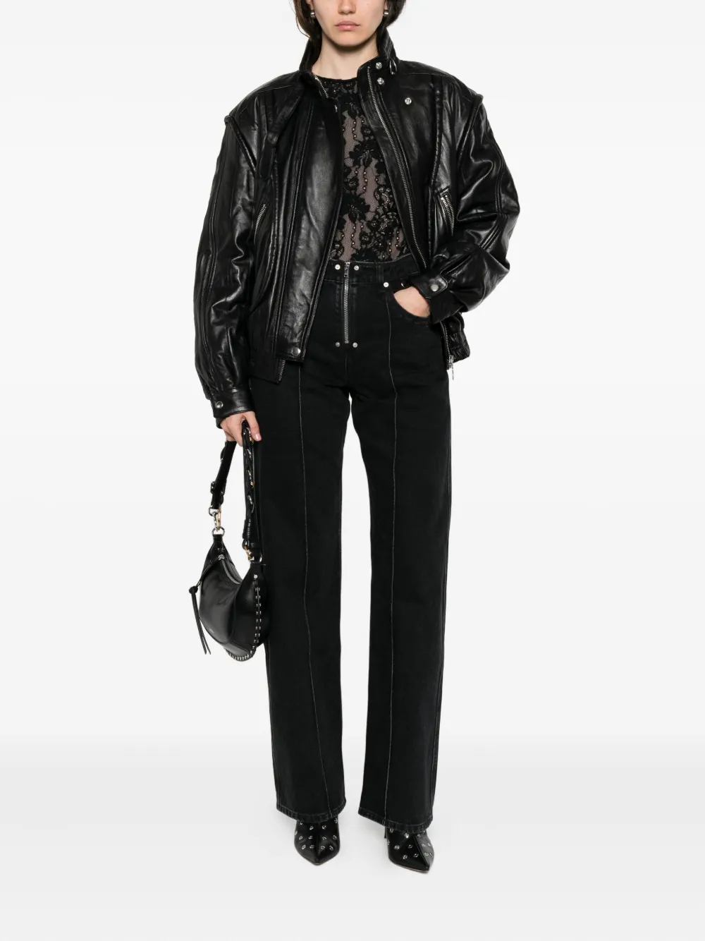 ISABEL MARANT Stely jeans met vlakken en rits - Zwart
