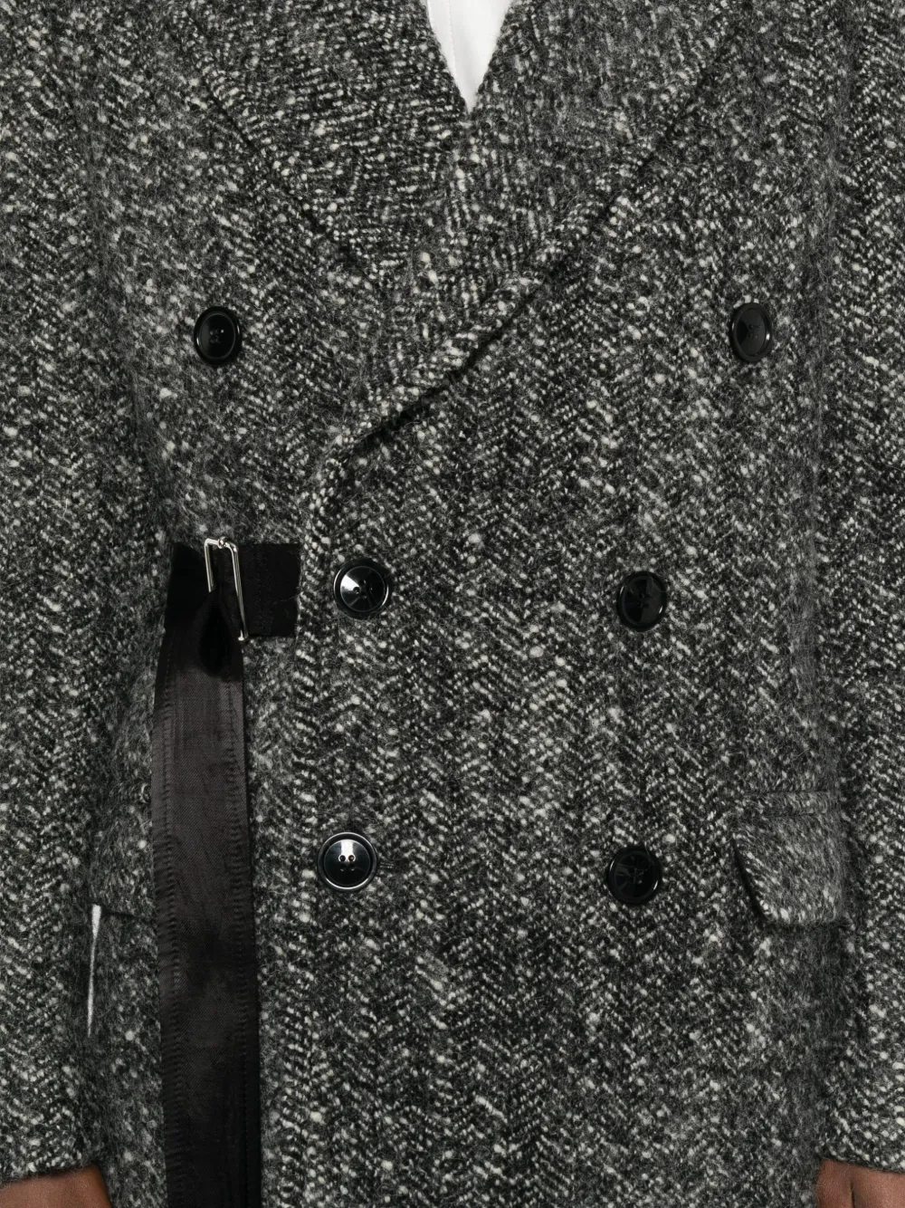 Isabel Marant Buckle-detail Buttoned Tweed Jacket In Gray