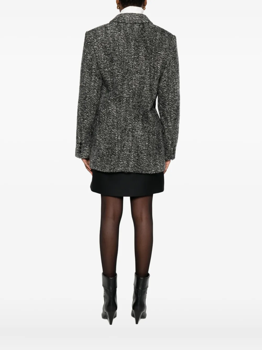 Isabel Marant Buckle-detail Buttoned Tweed Jacket In Gray