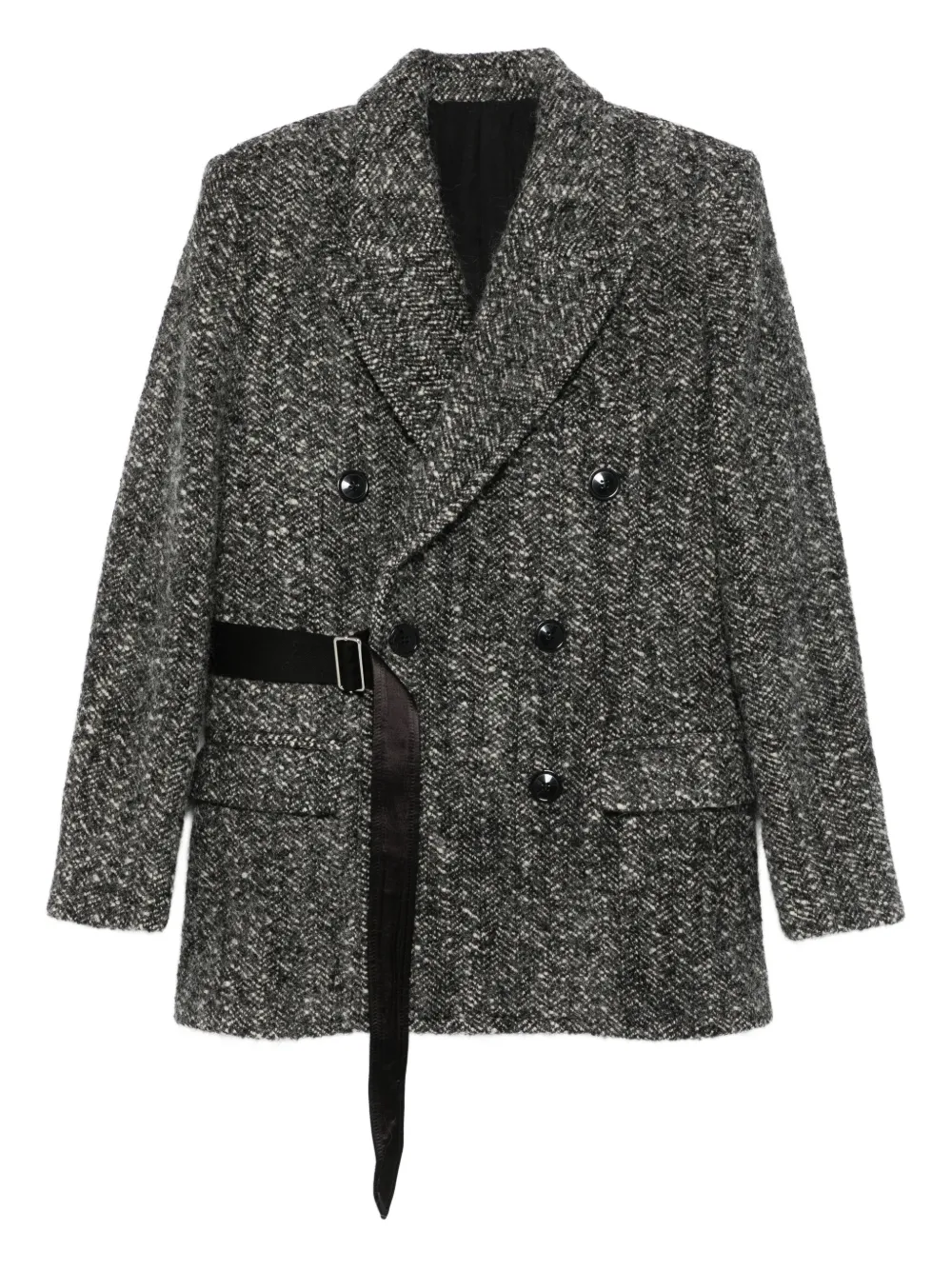 ISABEL MARANT buckle-detail buttoned tweed jacket | Black | Image 1