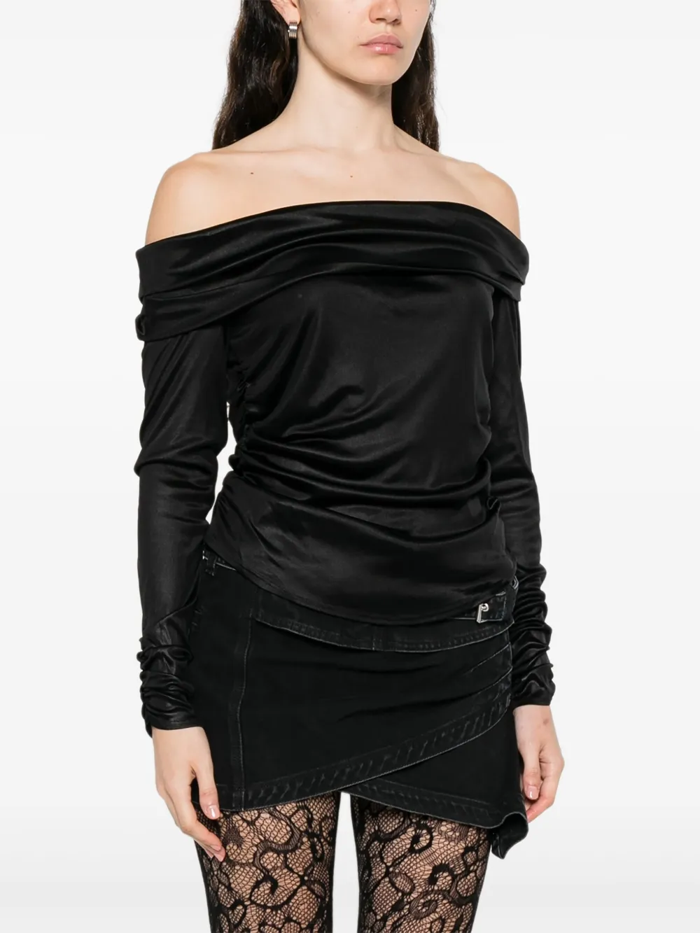 ISABEL MARANT Enesa off-shoulder top met ruches Zwart