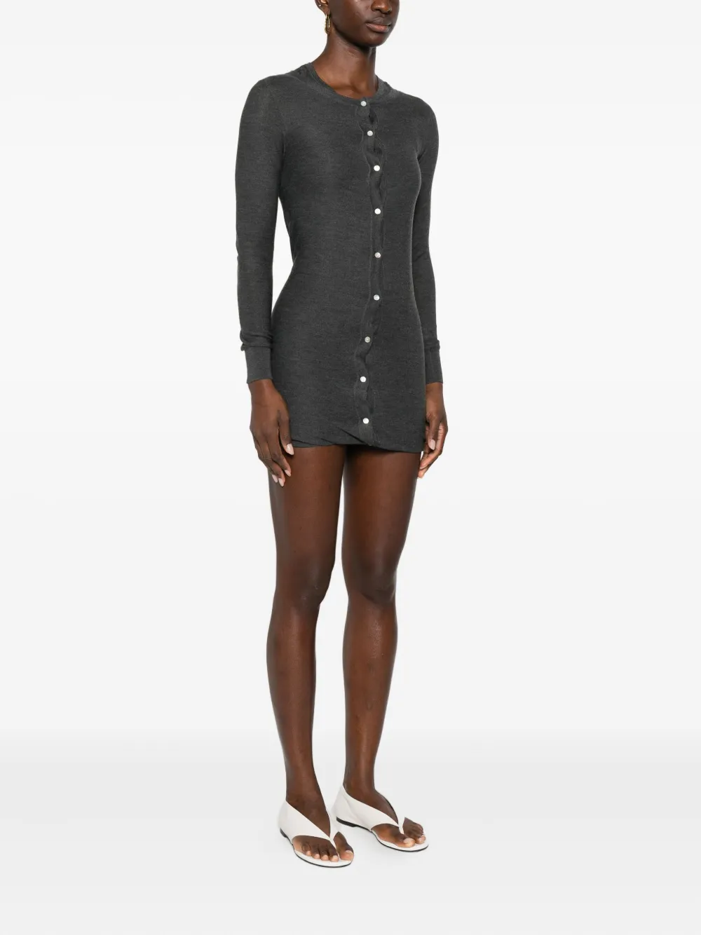 Aya Muse Eira Buttoned Mini Dress In Gray