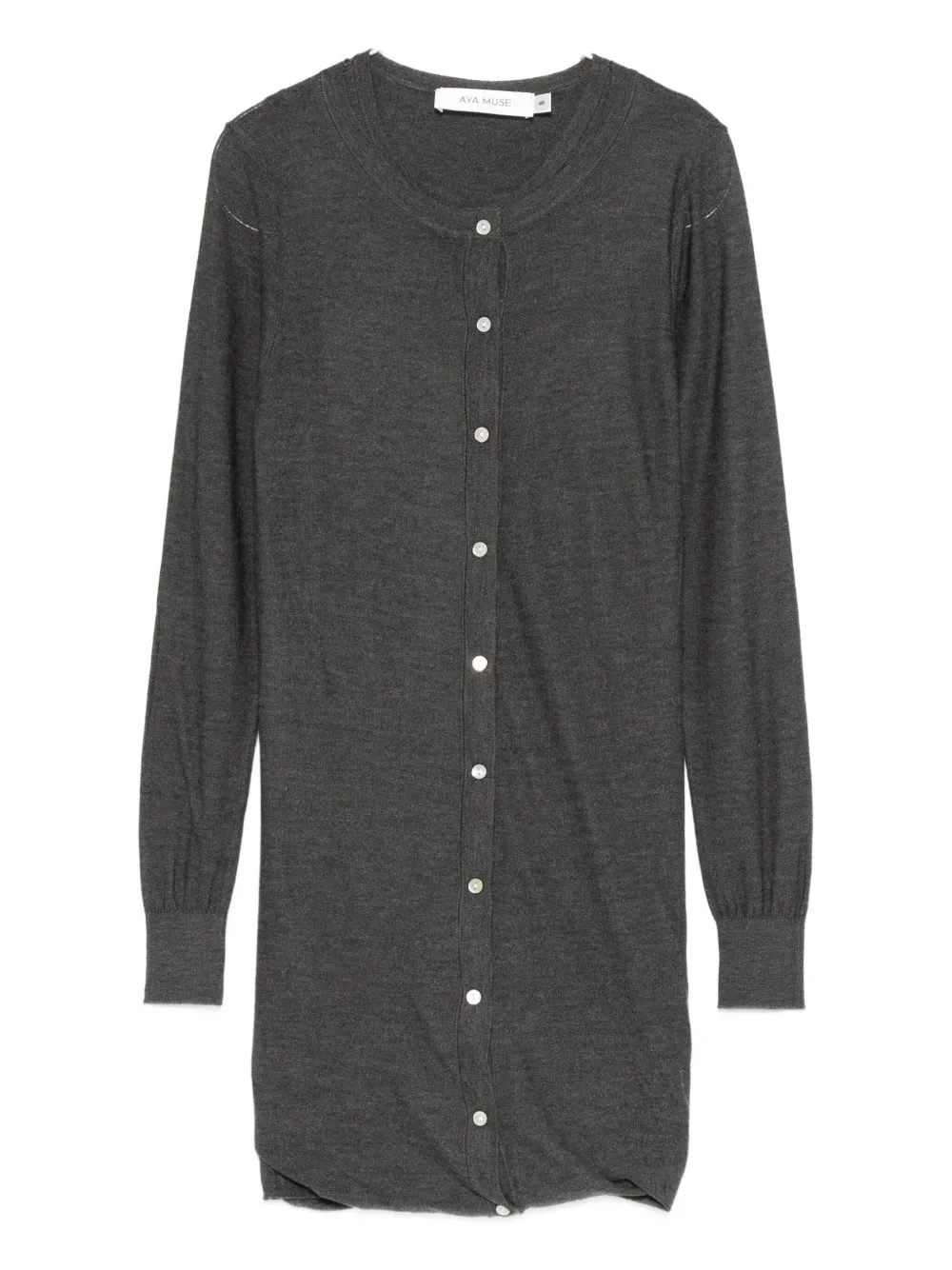 Aya Muse Eira Buttoned Mini Dress In Gray