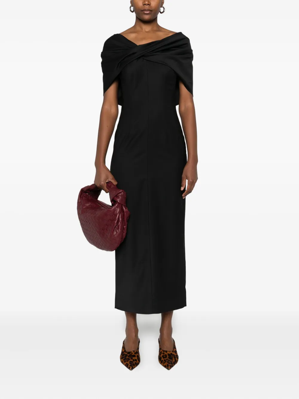 TOVE Perrine midi-jurk met strikdetail - Zwart