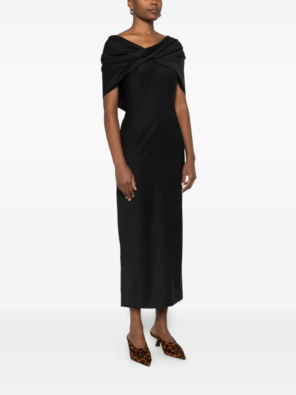 TOVE Perrine midi-jurk met strikdetail Zwart
