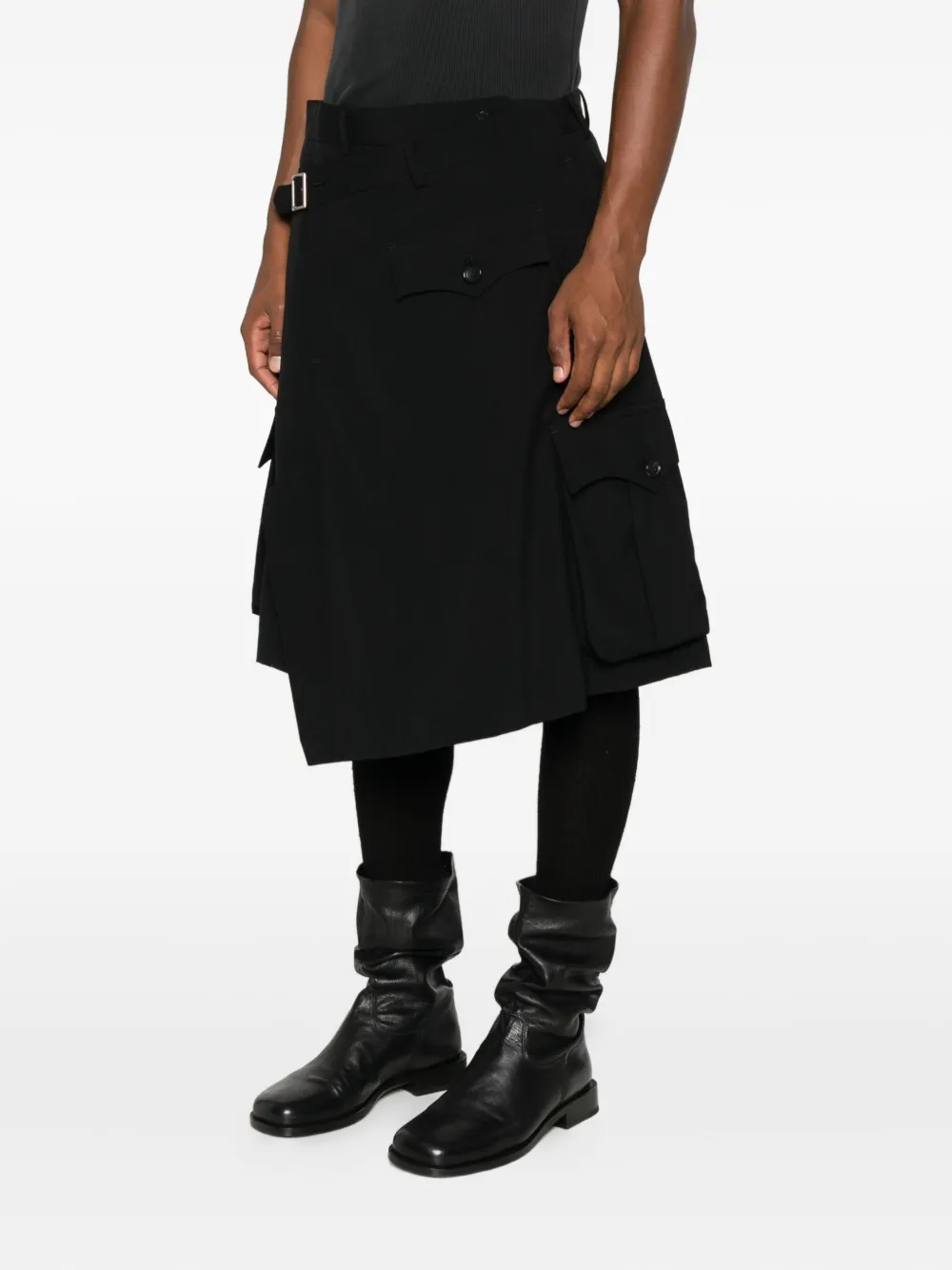 Comme des Garçons Homme Plus Gelaagde rok met zakdetail Zwart