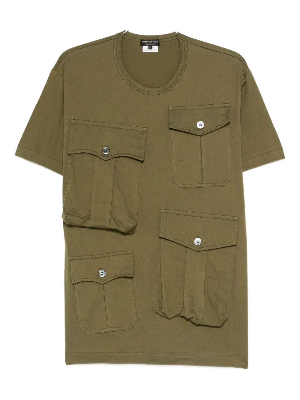 Comme Des Garçons Homme Deux Pocket-detail Round-neck T-shirt In Green