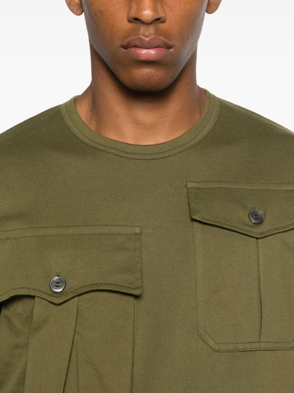 Comme Des Garçons Homme Deux Pocket-detail Round-neck T-shirt In Green