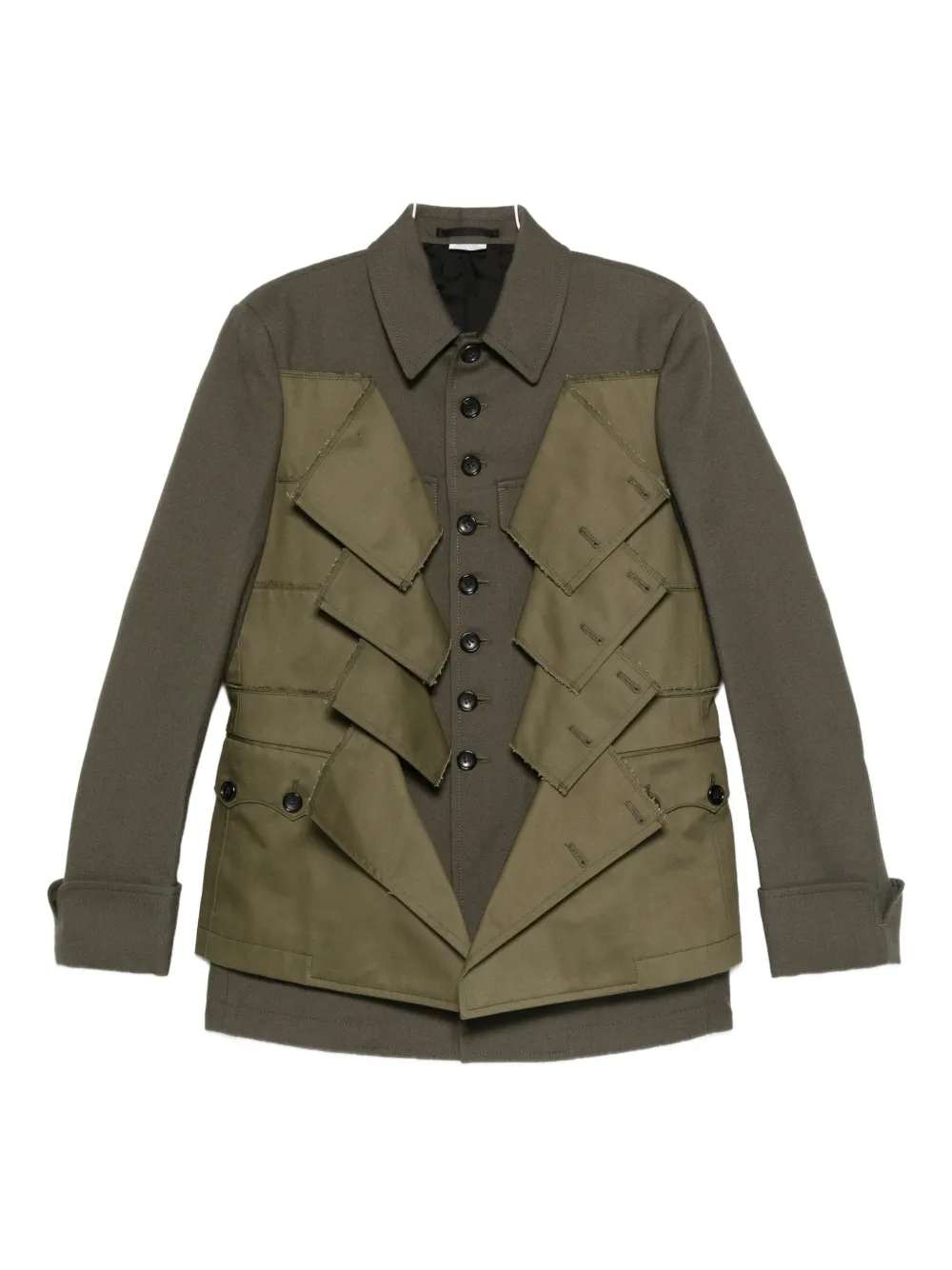 Comme Des Garçons Shirt Panelled Wool Gabardine Jacket In Green