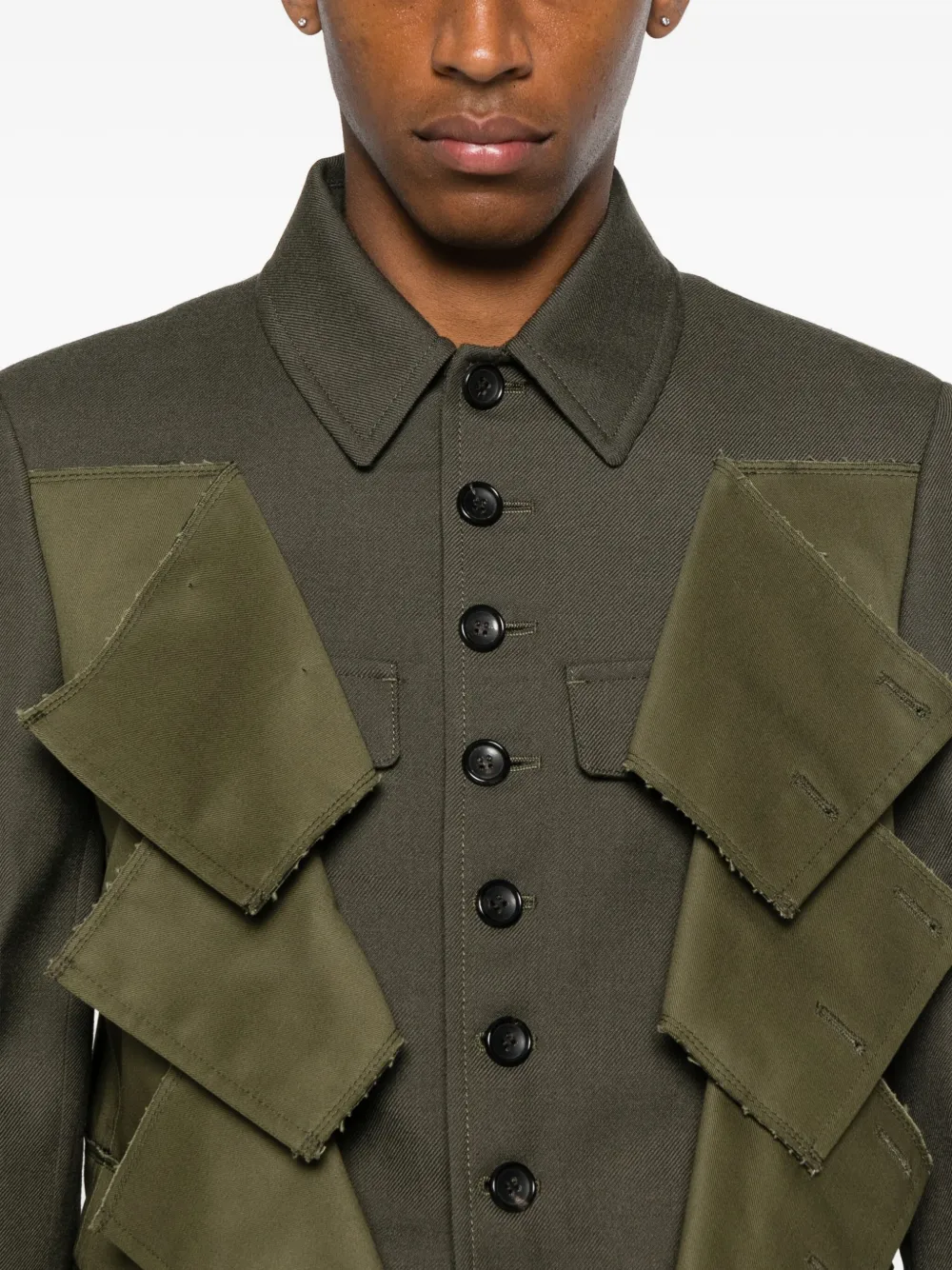 Comme Des Garçons Shirt Panelled Wool Gabardine Jacket In Green
