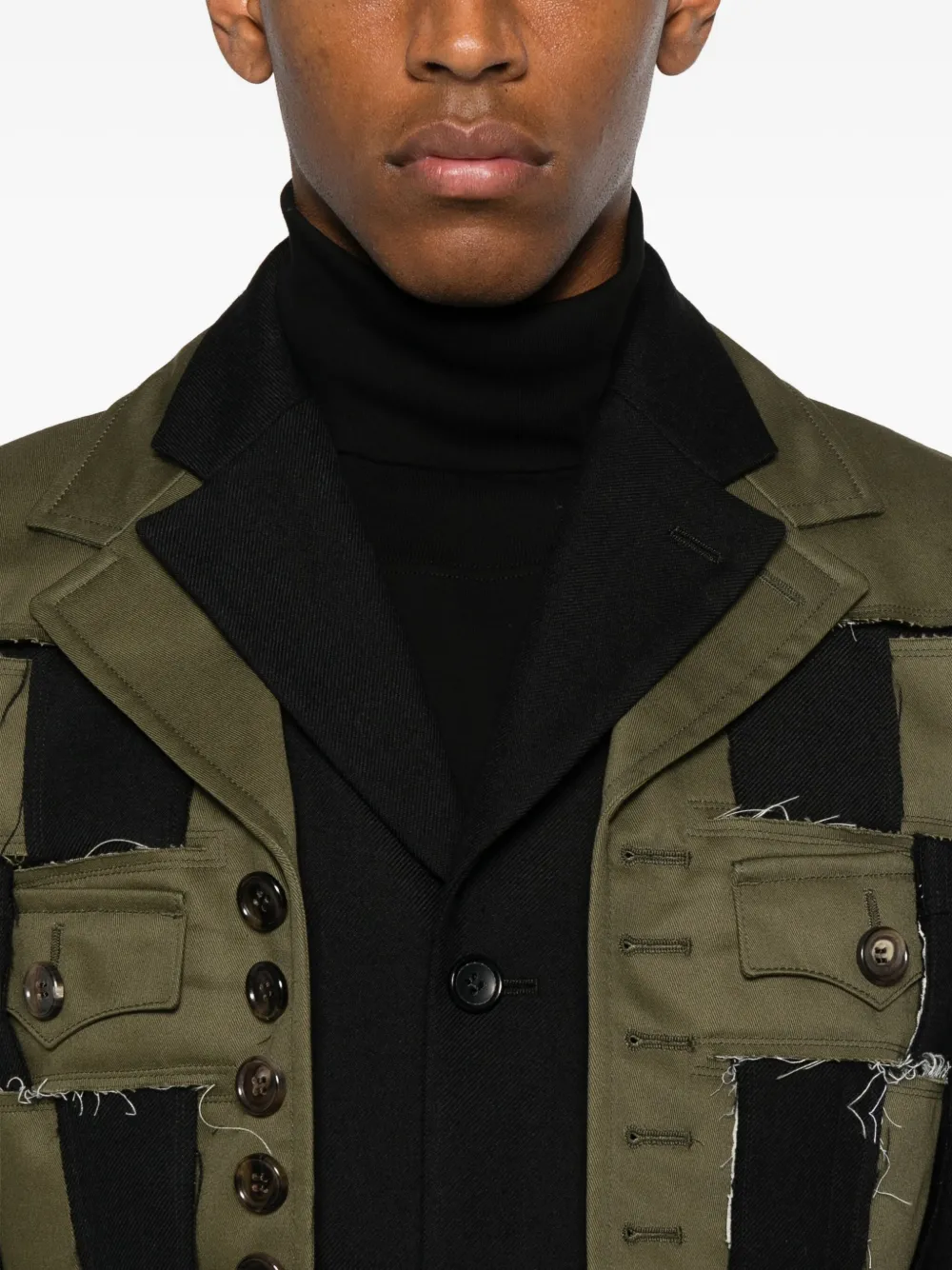 Comme Des Garçons Shirt Patchwork-check Jacket In Black