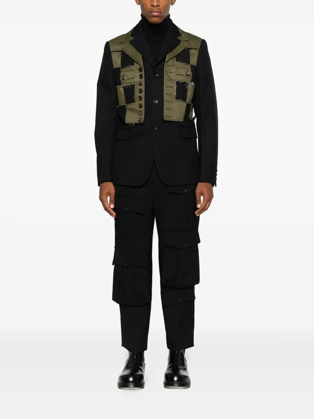 Comme Des Garçons Shirt Patchwork-check Jacket In Black