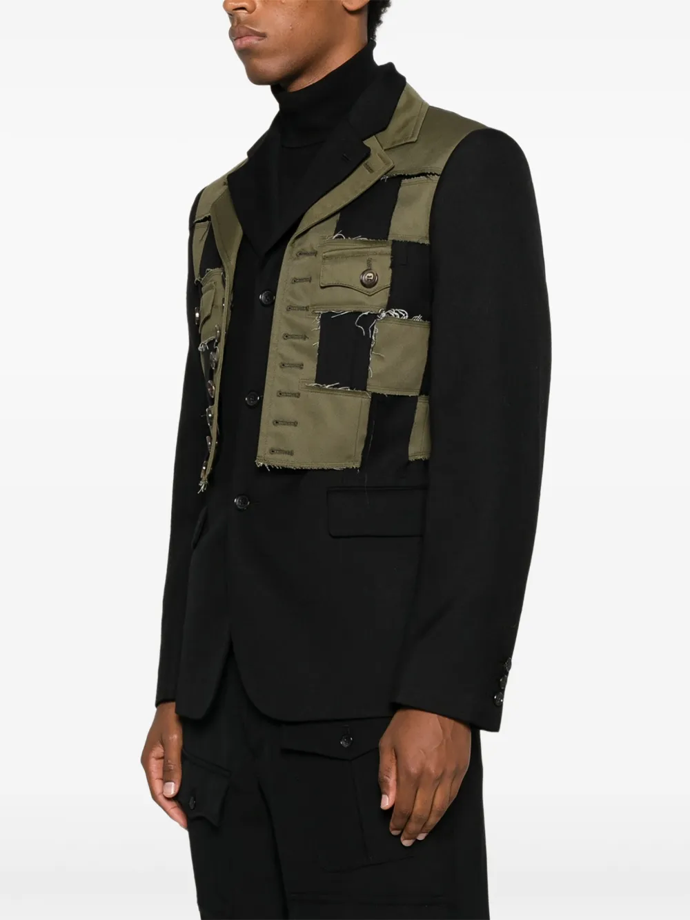 Comme Des Garçons Shirt Patchwork-check Jacket In Black