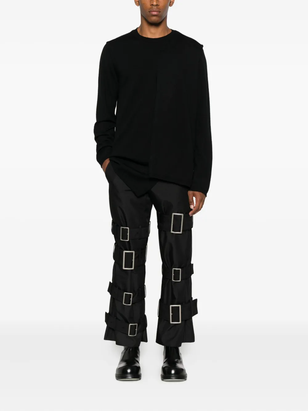 Comme Des Garçons Shirt buckle-fastening belted trousers - Zwart