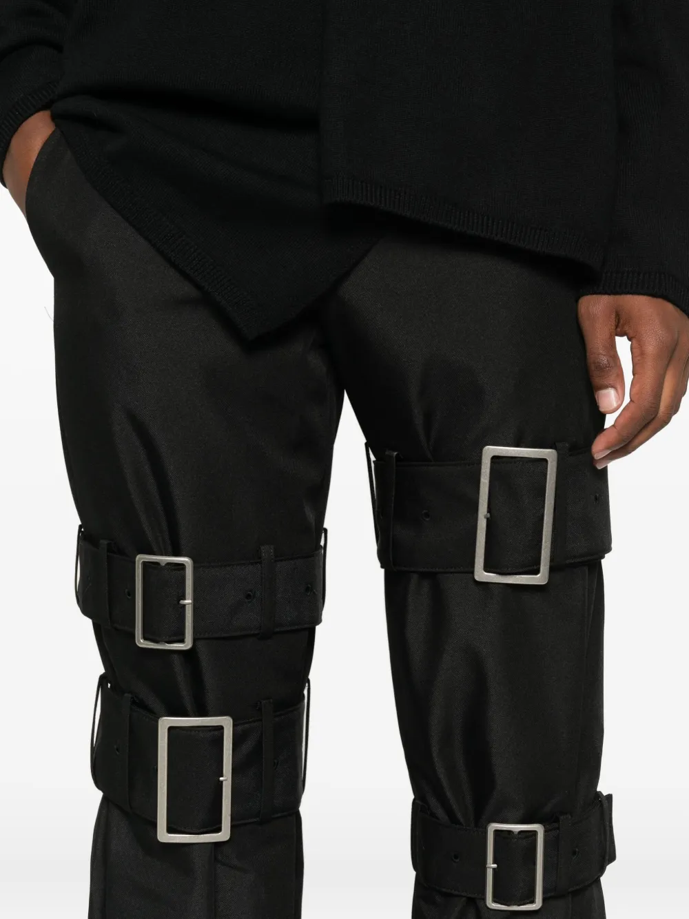 Comme Des Garçons Shirt Buckle-fastening Belted Trousers In Black
