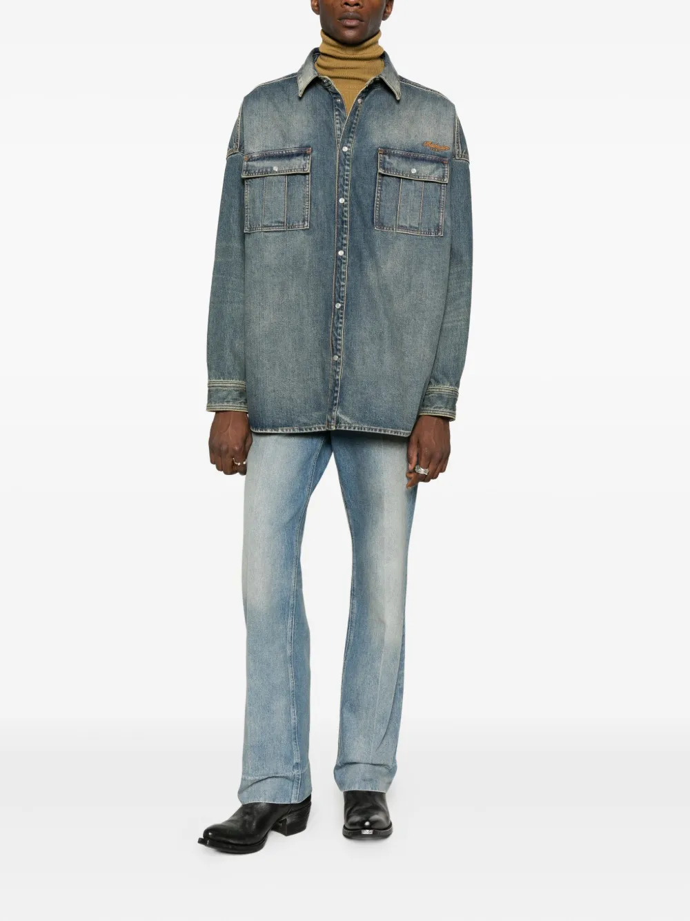 Balmain boxy denim shirt - Blauw