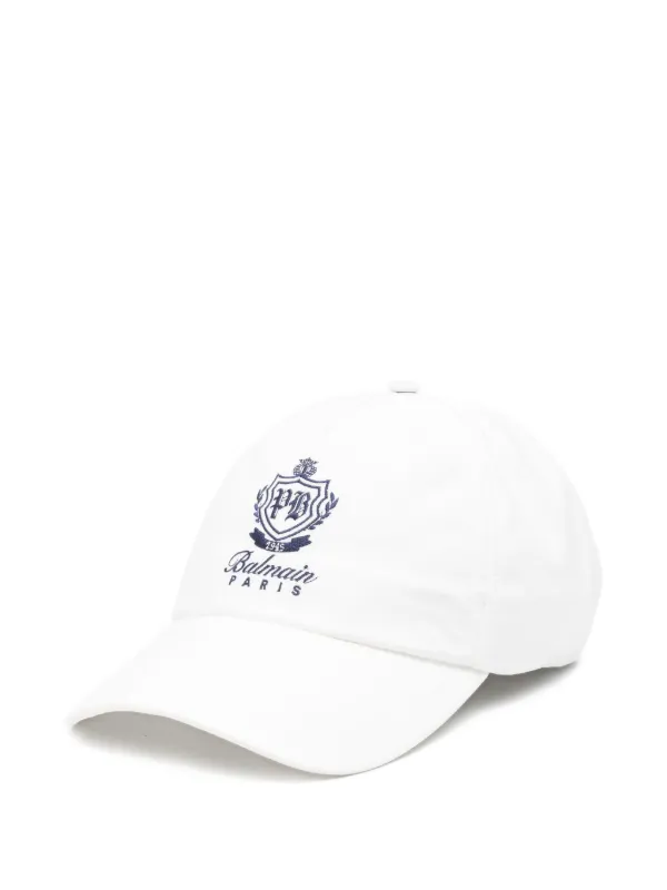 Balmain Cappello Da Baseball In Cotone Con Logo Bianco FARFETCH IT
