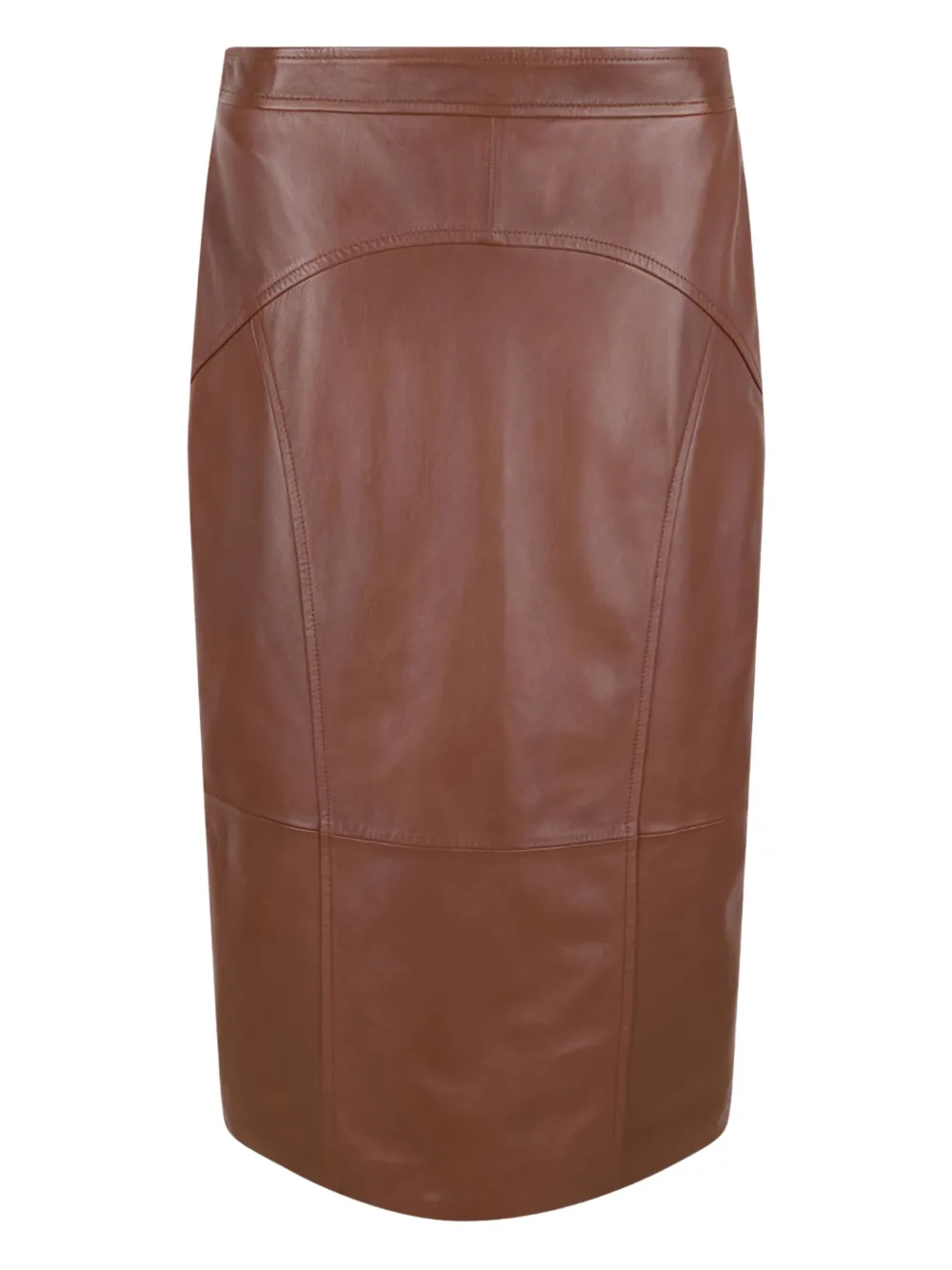panelled leather midi skirt
