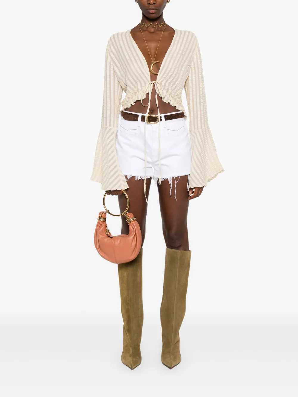Chloé Kleine leren shopper met polsband Bruin