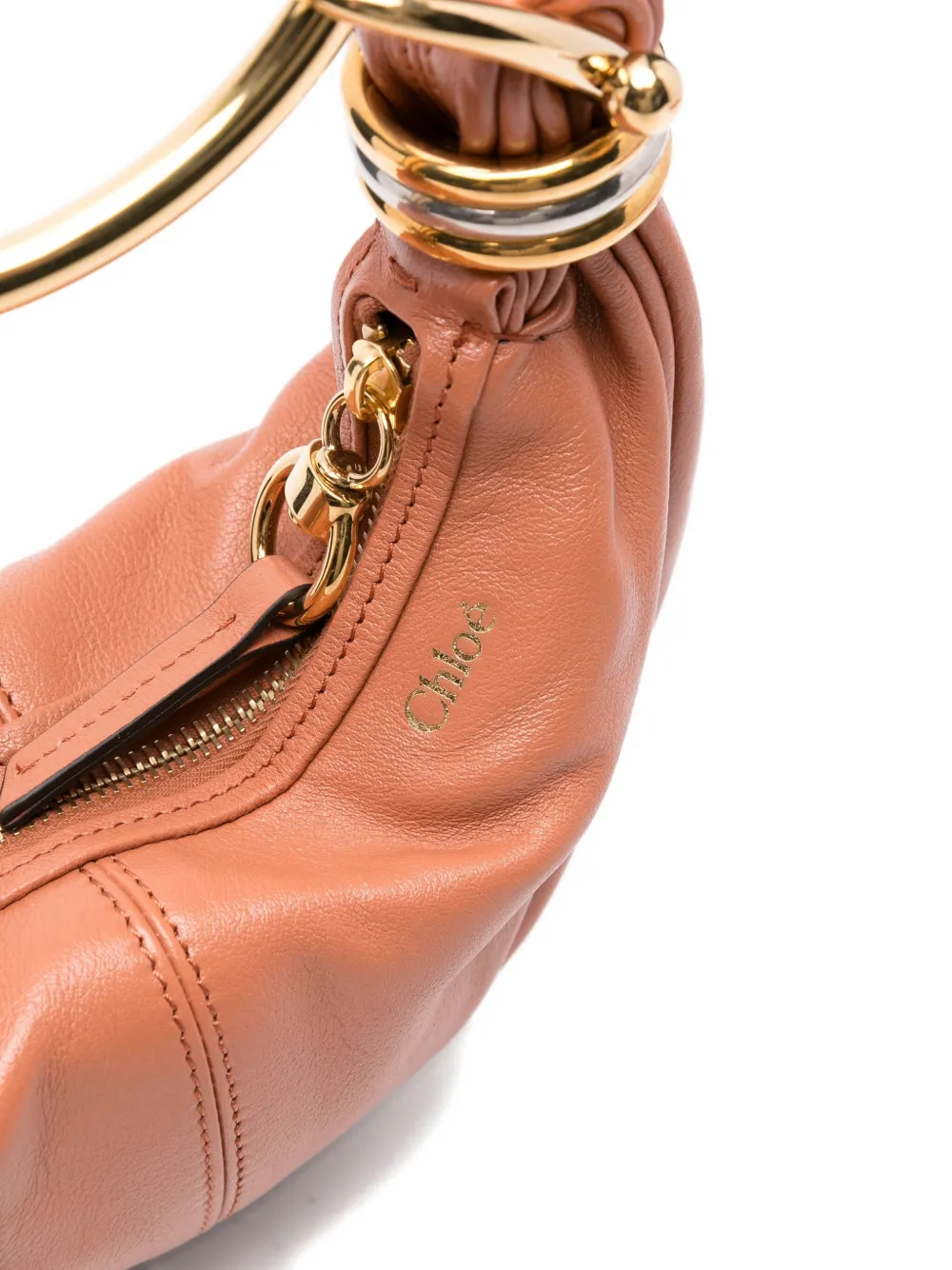 Chloé Kleine leren shopper met polsband Bruin